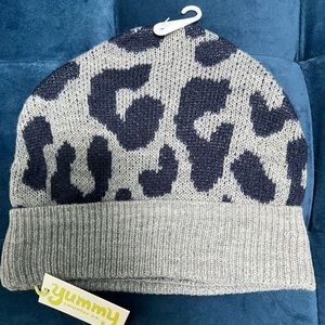 New Grey Leopard Print Beanie